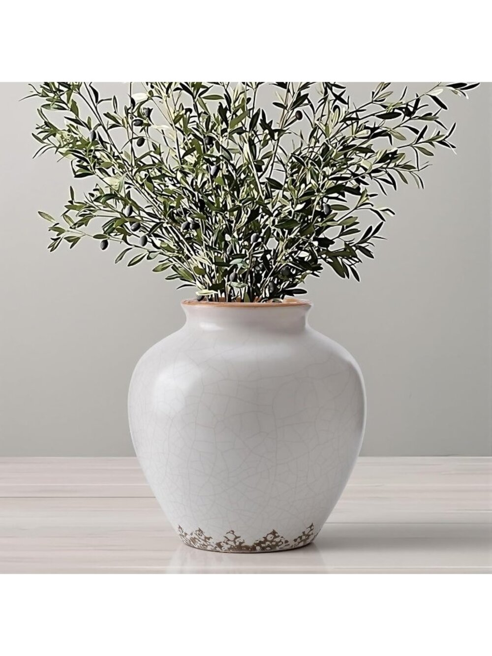 6.2 Inch Beige Ceramic Flower Vase, Rustic Farmhouse Vintage Boho Home Decor